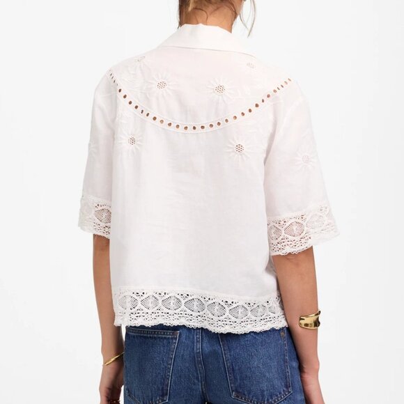 NWT Madewell Sz XL White Embroidered Lace Button-Up Shirt NV206 - Picture 2 of 12
